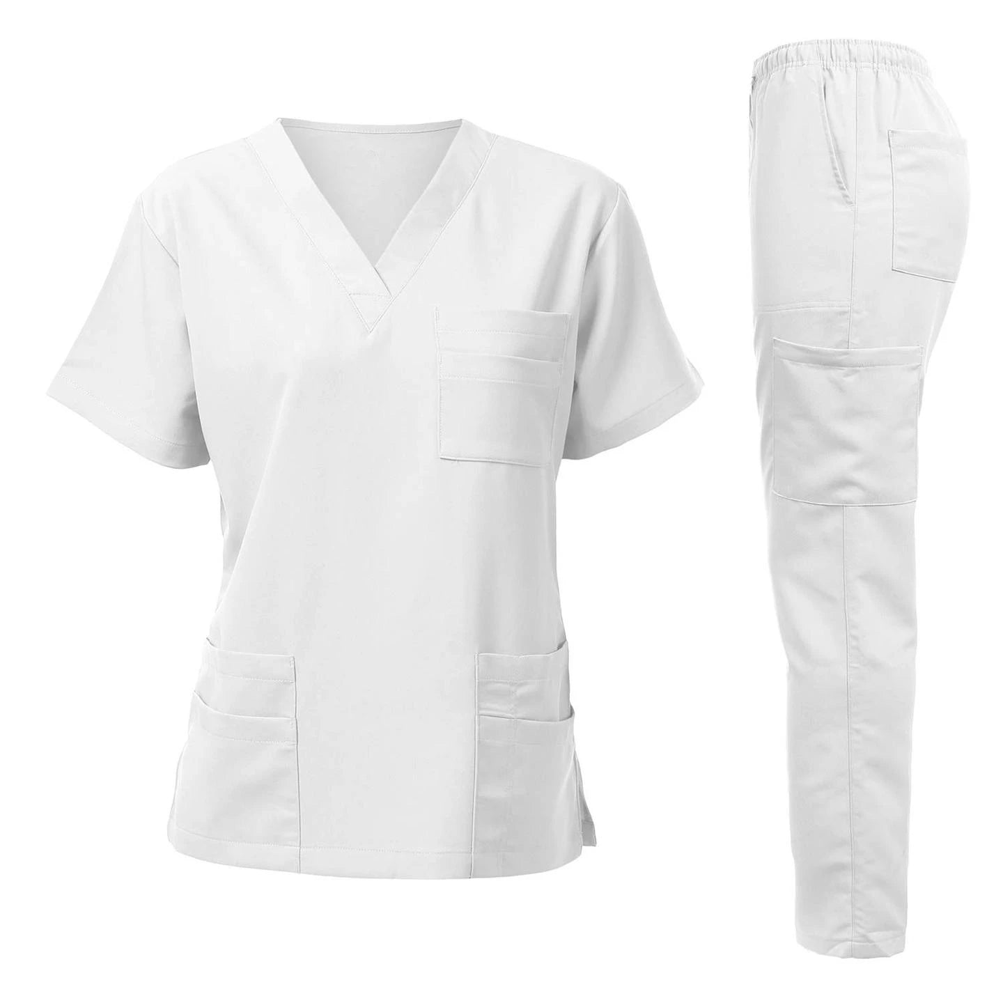 Washable Anti-Wrinkle Soft Fabric Nursing Scrubs Set for Women - Hospital Uniform Medical Jogger Tops for Nurses - Healthcare Vibes