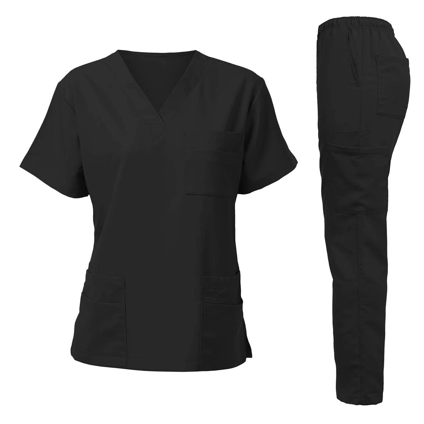 Washable Anti-Wrinkle Soft Fabric Nursing Scrubs Set for Women - Hospital Uniform Medical Jogger Tops for Nurses - Healthcare Vibes