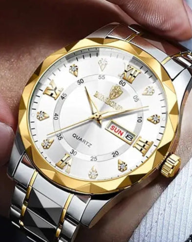 BINBOND Top Brand Luxury Fashion Quartz Watch, Mens, Waterproof, Stainless Steel Quartz Wristwatch - Healthcare Vibes