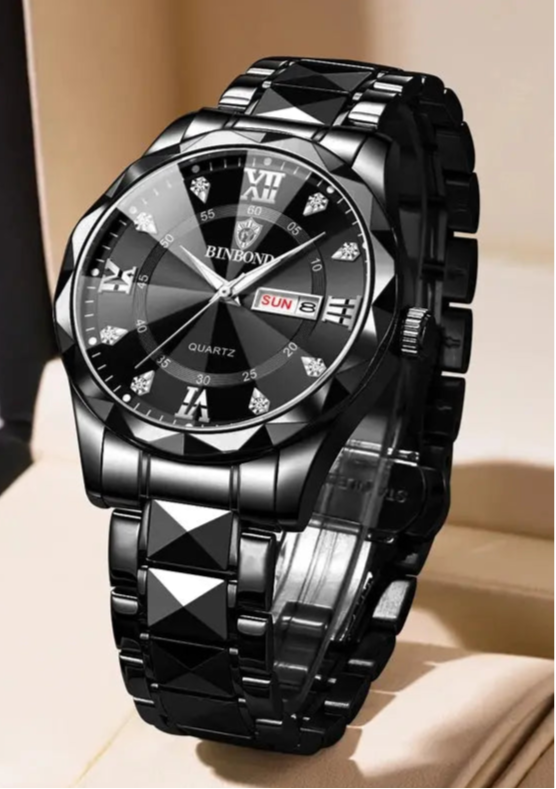 BINBOND Top Brand Luxury Fashion Quartz Watch, Mens, Waterproof, Stainless Steel Quartz Wristwatch - Healthcare Vibes
