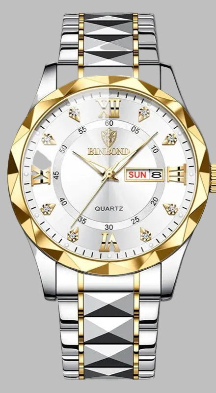 BINBOND Top Brand Luxury Fashion Quartz Watch, Mens, Waterproof, Stainless Steel Quartz Wristwatch - Healthcare Vibes