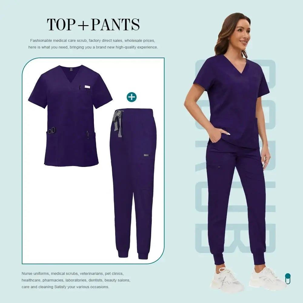 Comfortable and Colorful, Slim Fit, Women's Scrubs Sets, Jogger Style Pants - Healthcare Vibes
