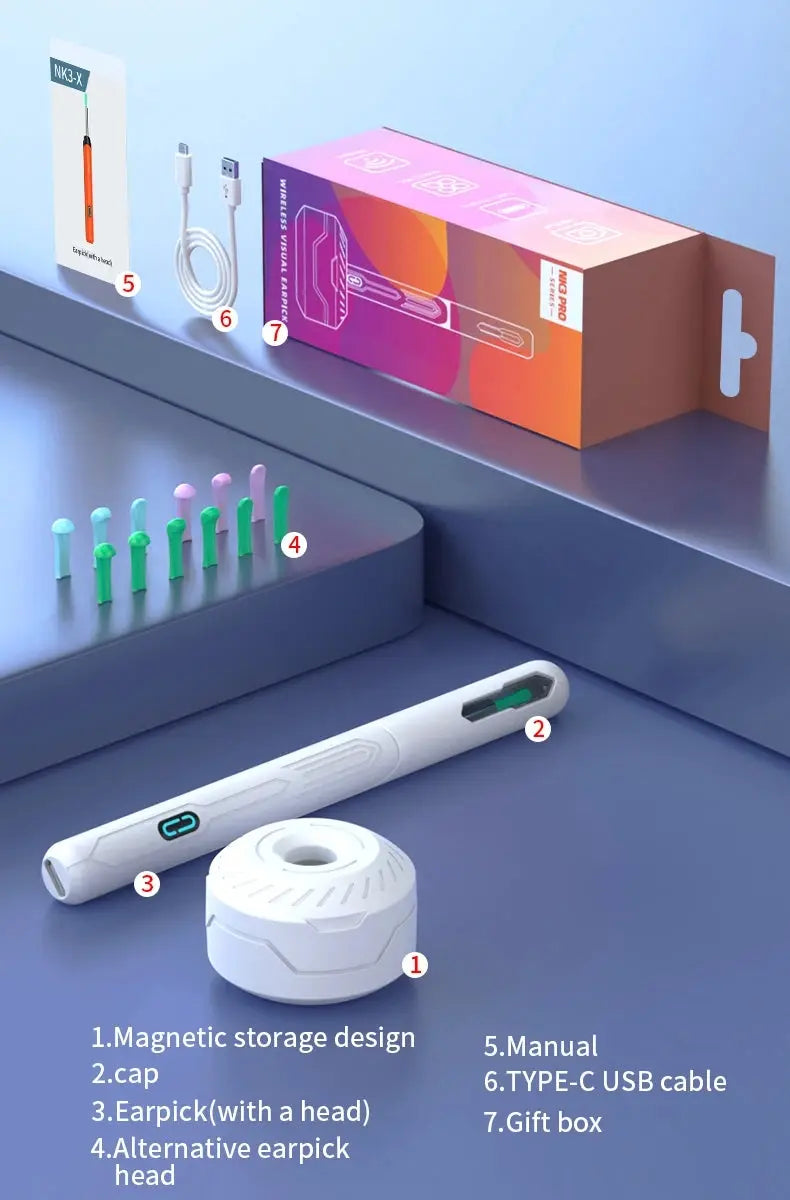 Camera Otoscope Earpick Set, USB C Charging Endoscope - Healthcare Vibes