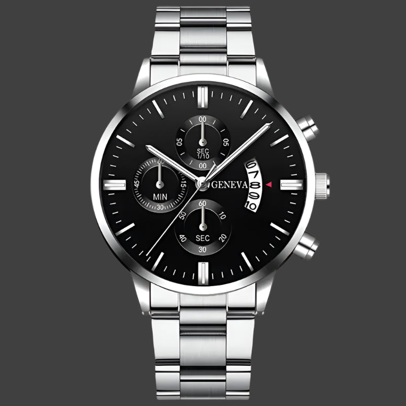 Men’s Black Stainless Steel Quartz Luxury Watch - Healthcare Vibes