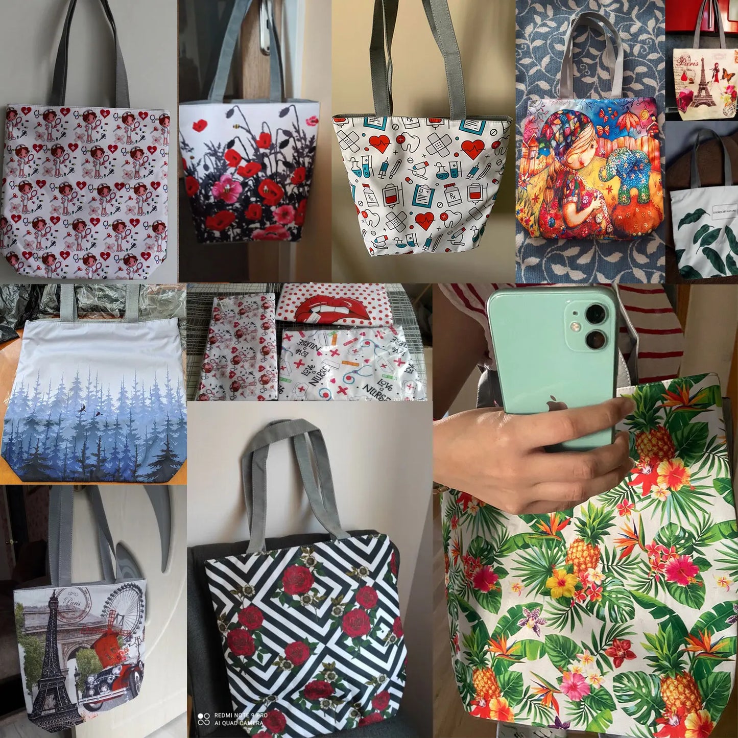 Fashion Tote Customized Cartoon Dentist Nurse Shoulder Bag Eco Reusable Shopping Bag Ladies Handbags for Women Casual Portable - Healthcare Vibes