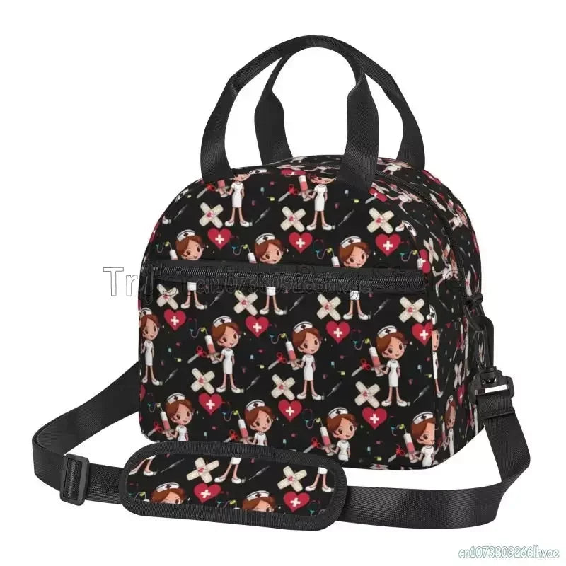 Doctors Nurse Insulated Lunch Bag Women Thermal Lunch Box Portable Tote Cooler Handbag Bento Pouch Container with Shoulder Strap 11