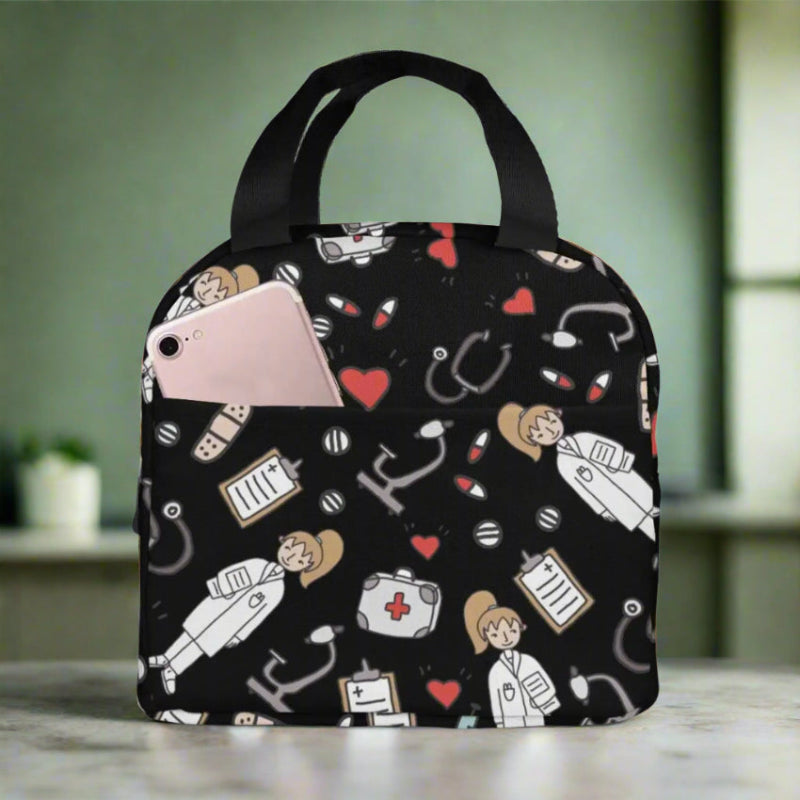 Portable Lunch Bag with Cartoon Nurse Design | Thermal Insulated Tote Cooler for Bento, School, and Food Storage 2