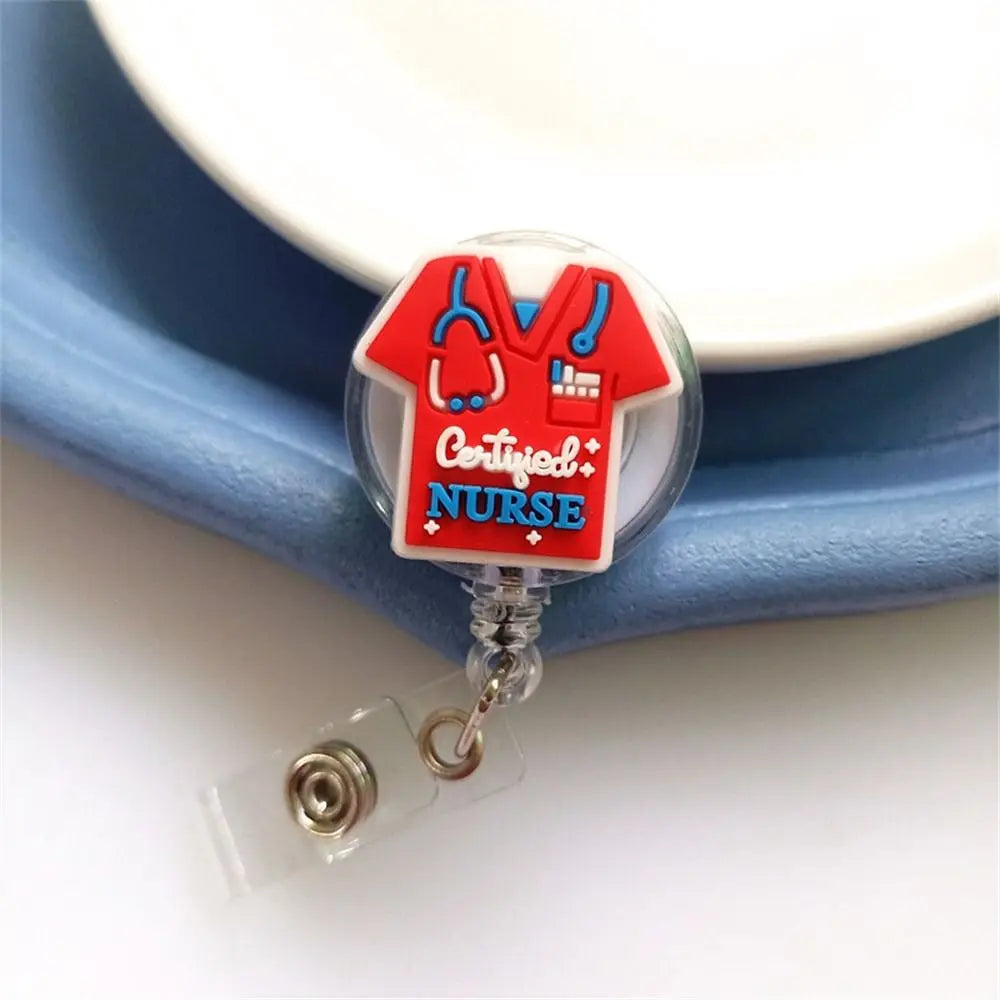ID Card Holder Nurse Badge Reel Name Tag Chest Card Retractable Badge Holder Exhibition Card Work Card Easy Pull Buckle - Healthcare Vibes