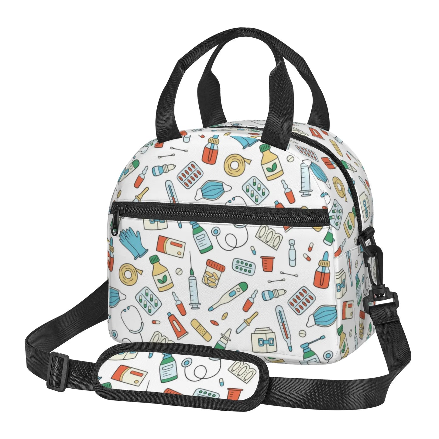 Doctors Nurse Insulated Lunch Bag Women Thermal Lunch Box Portable Tote Cooler Handbag Bento Pouch Container with Shoulder Strap 16