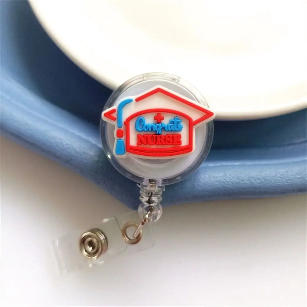 ID Card Holder Nurse Badge Reel Name Tag Chest Card Retractable Badge Holder Exhibition Card Work Card Easy Pull Buckle - Healthcare Vibes