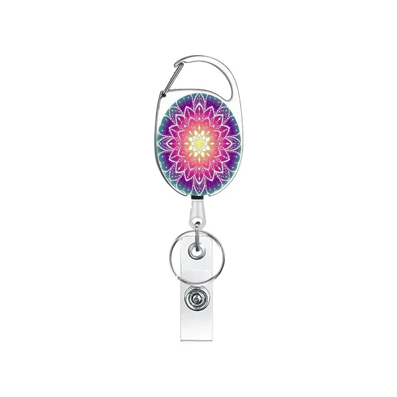 2025 Student Print Office Lanyard Clip Keychain Name Tag Holder Keyring ID Card Keyring Rope Reel Retract Pull Keychain Badge 8
