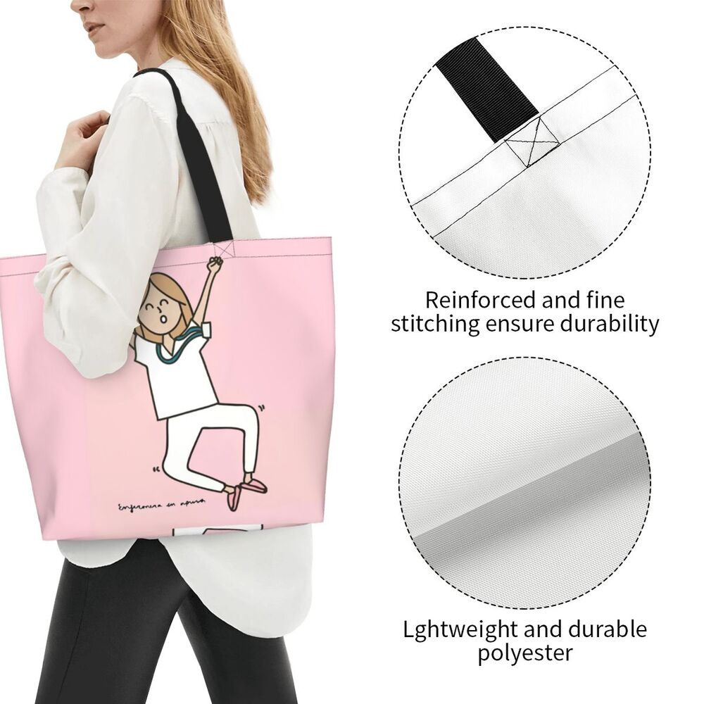 Custom Reusable Funny Nurse Shopping Bag Women Shoulder Canvas Tote Bag Portable Nursing Grocery Shopper Bags