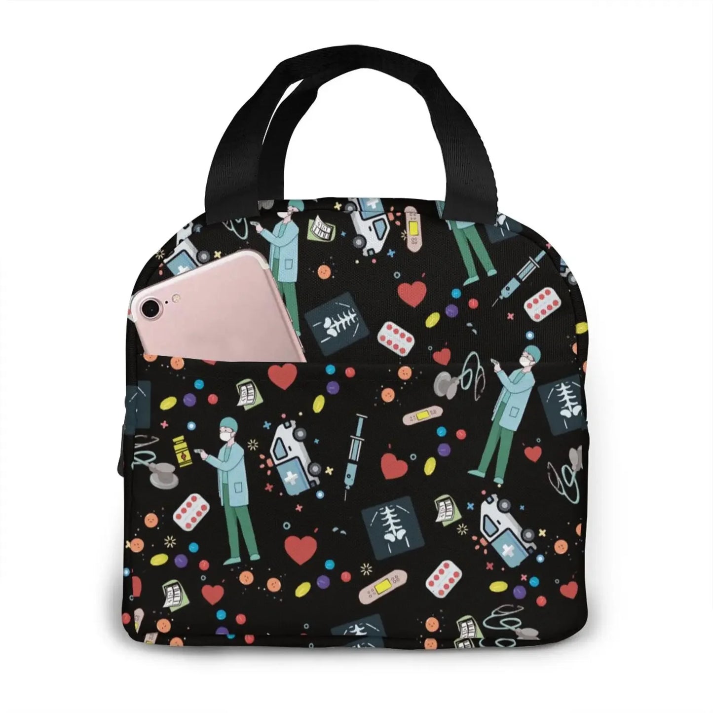 Portable Lunch Bag Cartoon Nurse Pattern Thermal Insulated Lunch Tote Cooler Handbag Bento Pouch Container School Food Bags 8