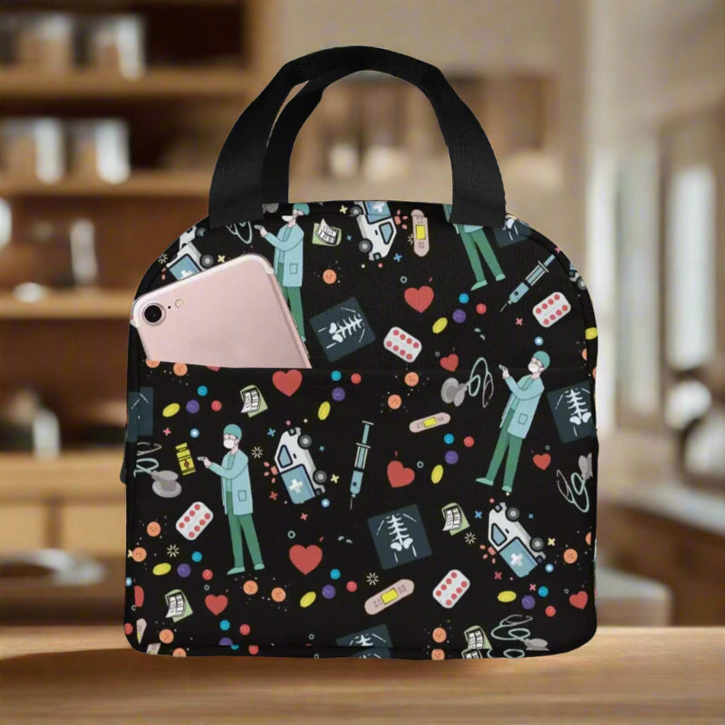 Portable Lunch Bag with Cartoon Nurse Design | Thermal Insulated Tote Cooler for Bento, School, and Food Storage 8