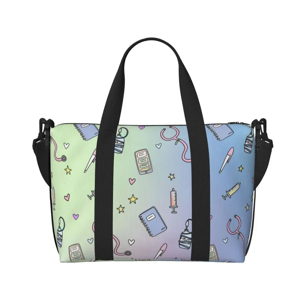 Custom Proud To Be A Nurse Grocery Shopping Tote Bag Women Big Capacity Health Care Nursing Gym Beach Travel Bags