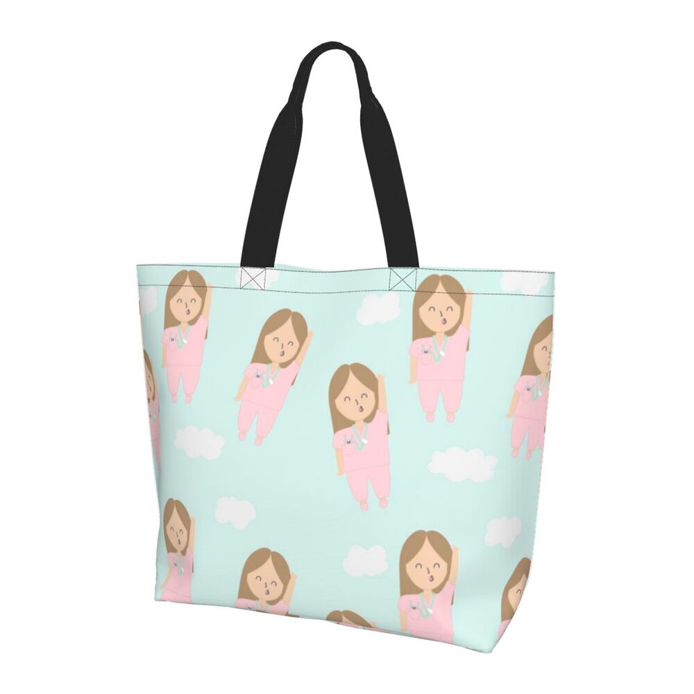 Custom Reusable Funny Nurse Shopping Bag Women Shoulder Canvas Tote Bag Portable Nursing Grocery Shopper Bags