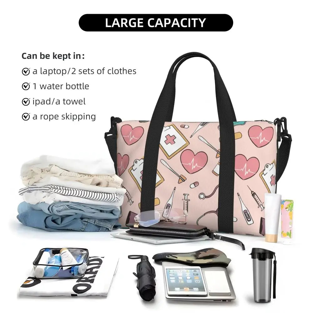 Custom Proud To Be A Nurse Grocery Shopping Tote Bag Women Big Capacity Health Care Nursing Gym Beach Travel Bags