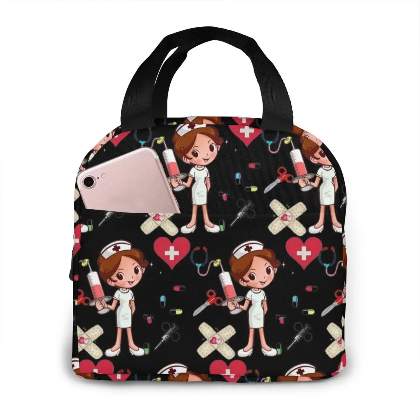 Portable Lunch Bag Cartoon Nurse Pattern Thermal Insulated Lunch Tote Cooler Handbag Bento Pouch Container School Food Bags 1