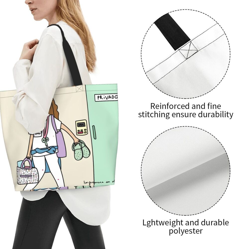 Custom Reusable Funny Nurse Shopping Bag Women Shoulder Canvas Tote Bag Portable Nursing Grocery Shopper Bags