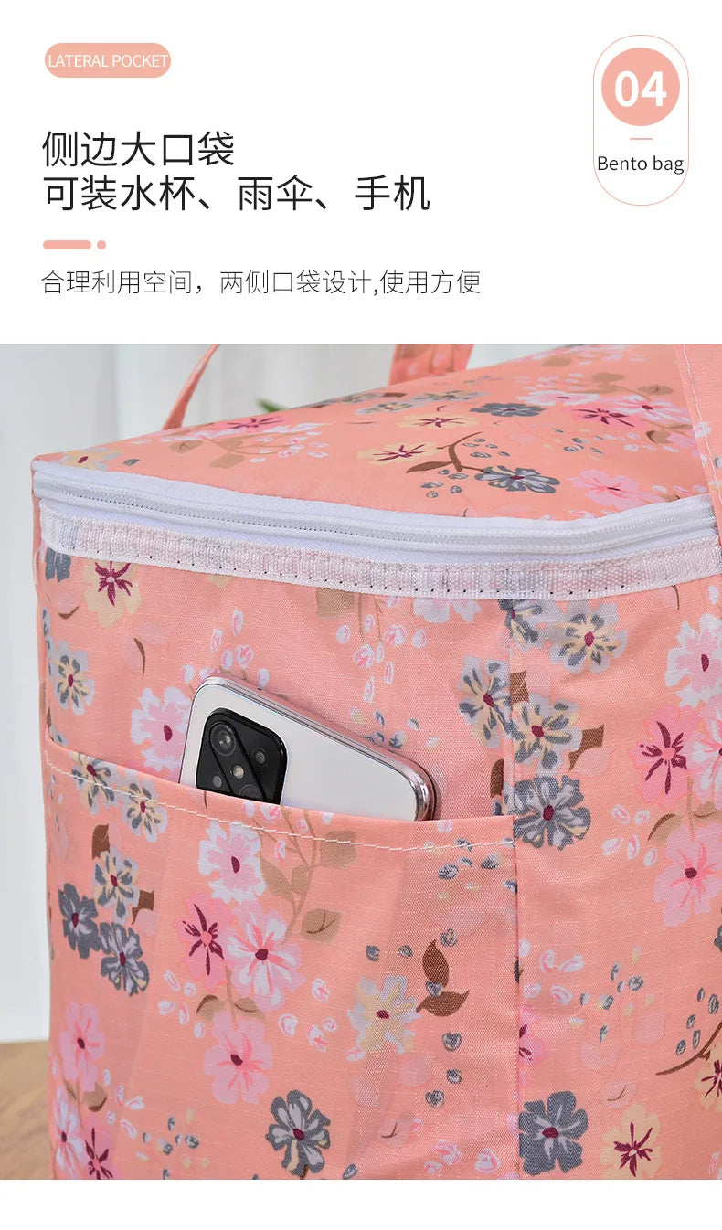 Portable Lunch Bag New Thermal Insulated Lunch Box Tote Cooler Functional Handbag Student Bento Pouch School Food Storage Bags