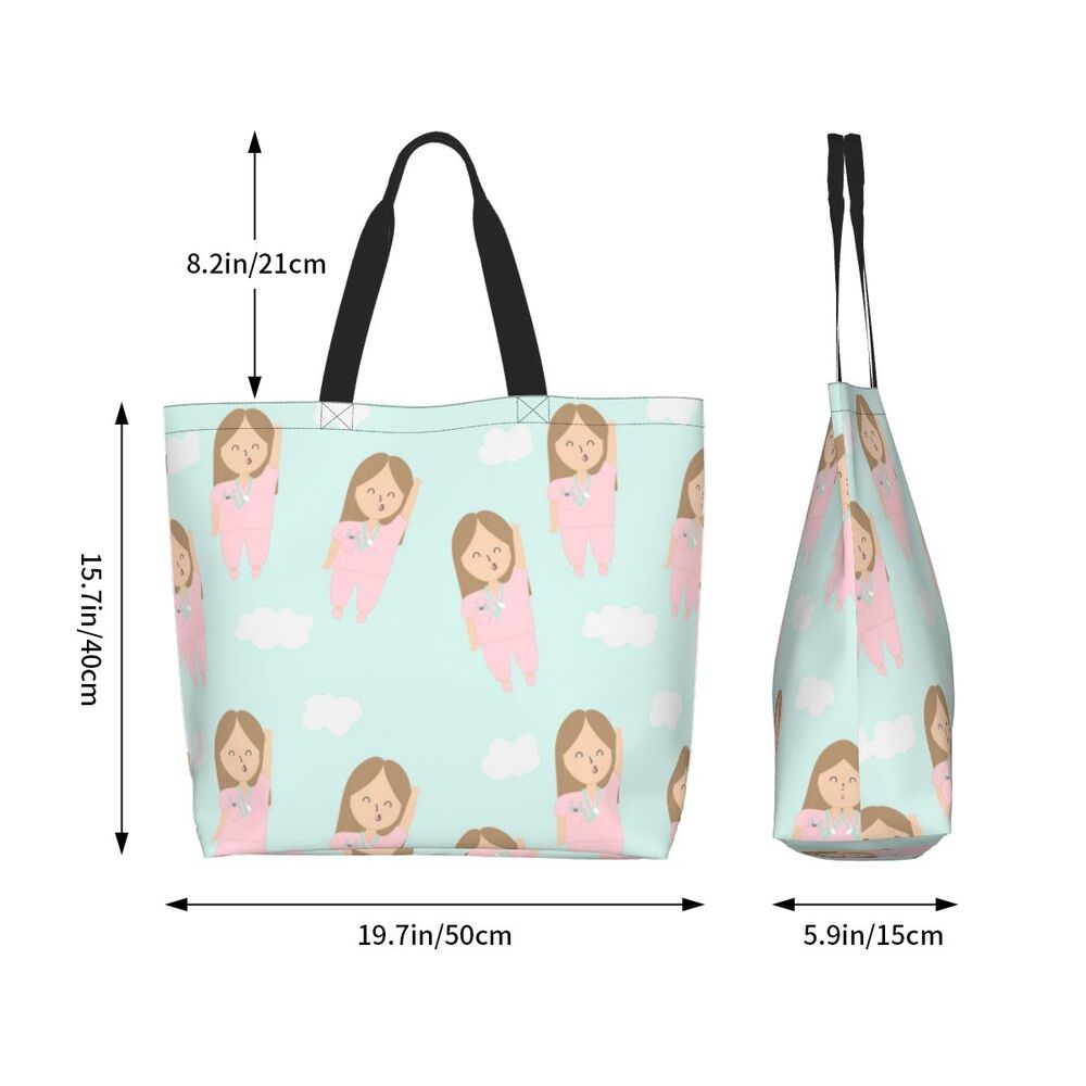Custom Reusable Funny Nurse Shopping Bag Women Shoulder Canvas Tote Bag Portable Nursing Grocery Shopper Bags