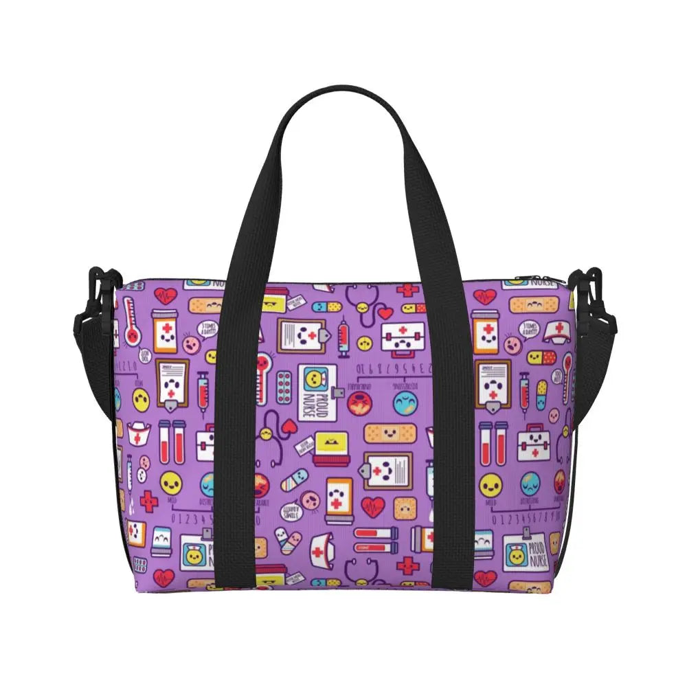 Custom Proud To Be A Nurse Grocery Shopping Tote Bag Women Big Capacity Health Care Nursing Gym Beach Travel Bags