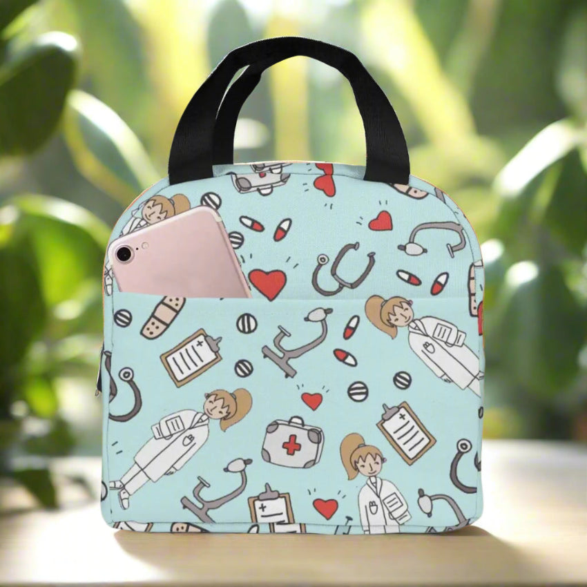 Portable Lunch Bag with Cartoon Nurse Design | Thermal Insulated Tote Cooler for Bento, School, and Food Storage 4