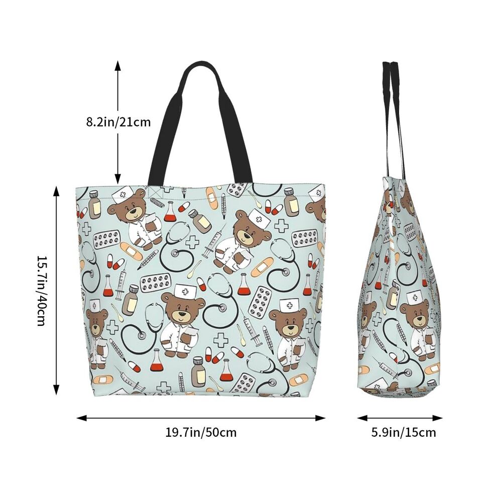 Custom Reusable Funny Nurse Shopping Bag Women Shoulder Canvas Tote Bag Portable Nursing Grocery Shopper Bags