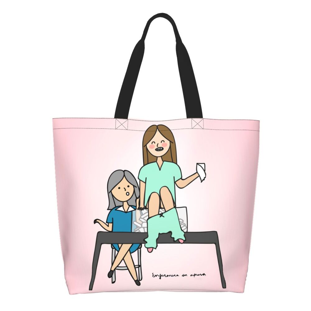 Custom Reusable Funny Nurse Shopping Bag Women Shoulder Canvas Tote Bag Portable Nursing Grocery Shopper Bags
