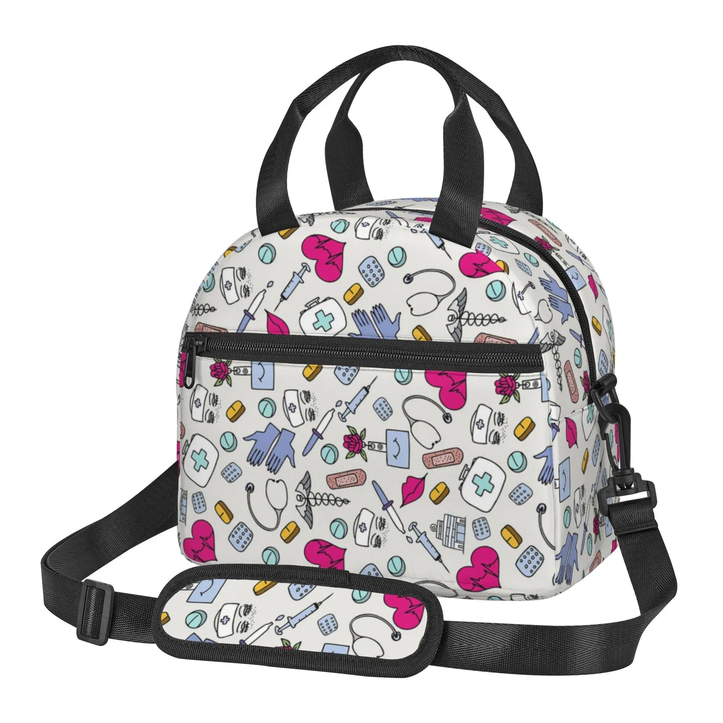 Doctors Nurse Insulated Lunch Bag Women Thermal Lunch Box Portable Tote Cooler Handbag Bento Pouch Container with Shoulder Strap 20