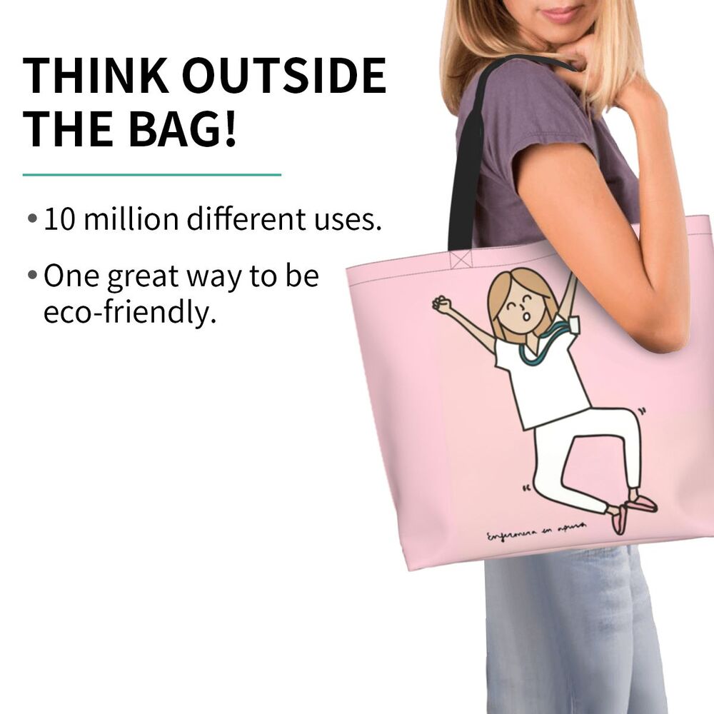 Custom Reusable Funny Nurse Shopping Bag Women Shoulder Canvas Tote Bag Portable Nursing Grocery Shopper Bags