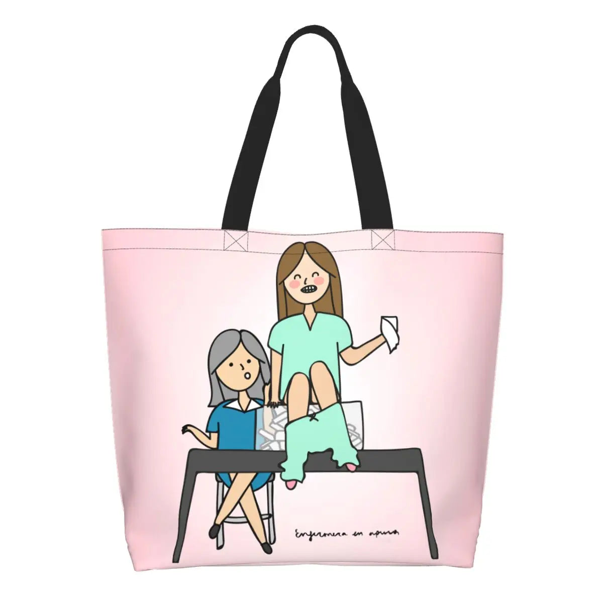 Custom Reusable Funny Nurse Shopping Bag Women Shoulder Canvas Tote Bag Portable Nursing Grocery Shopper Bags 7 50x40x15 cm