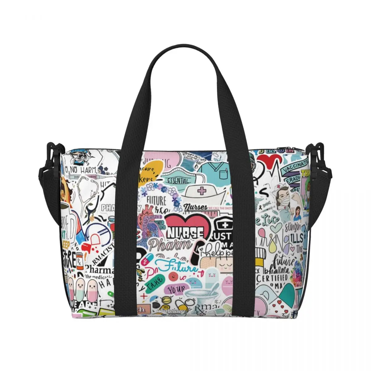 Custom Proud To Be A Nurse Grocery Shopping Tote Bag Women Big Capacity Health Care Nursing Gym Beach Travel Bags 8