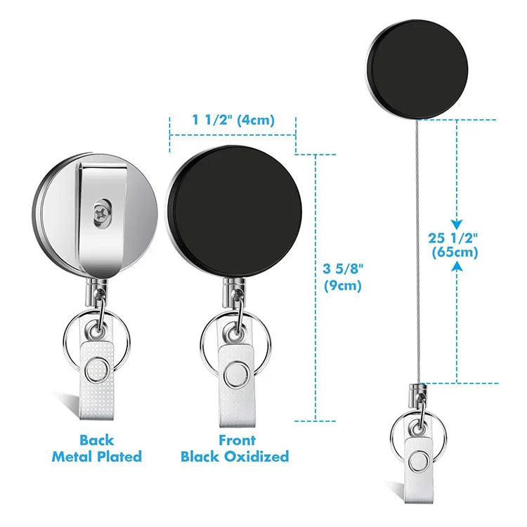 1pcs Extendable Metal Key Chain Ring Belt Clip Pull Keyring Retracting ID Card Lanyards Id Badge Holder Badge Clip 10