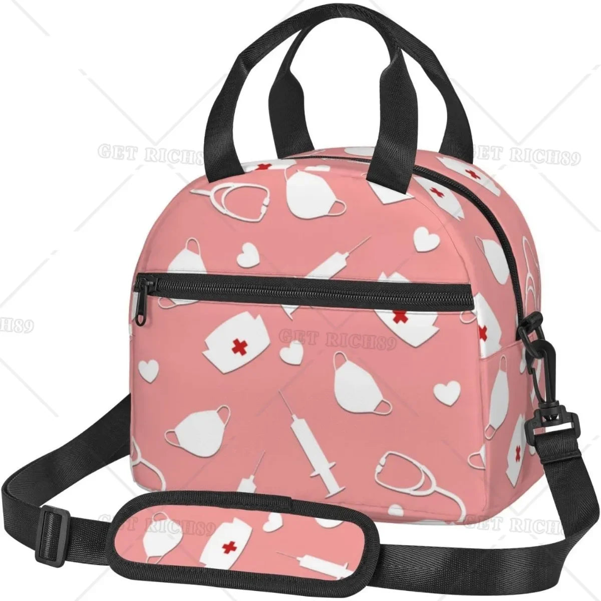 Funny Nurse Prints Insulated Lunch Bag for School Office Nursing Portable Thermal Cooler Lunch Box Women Men Large Capacity 3