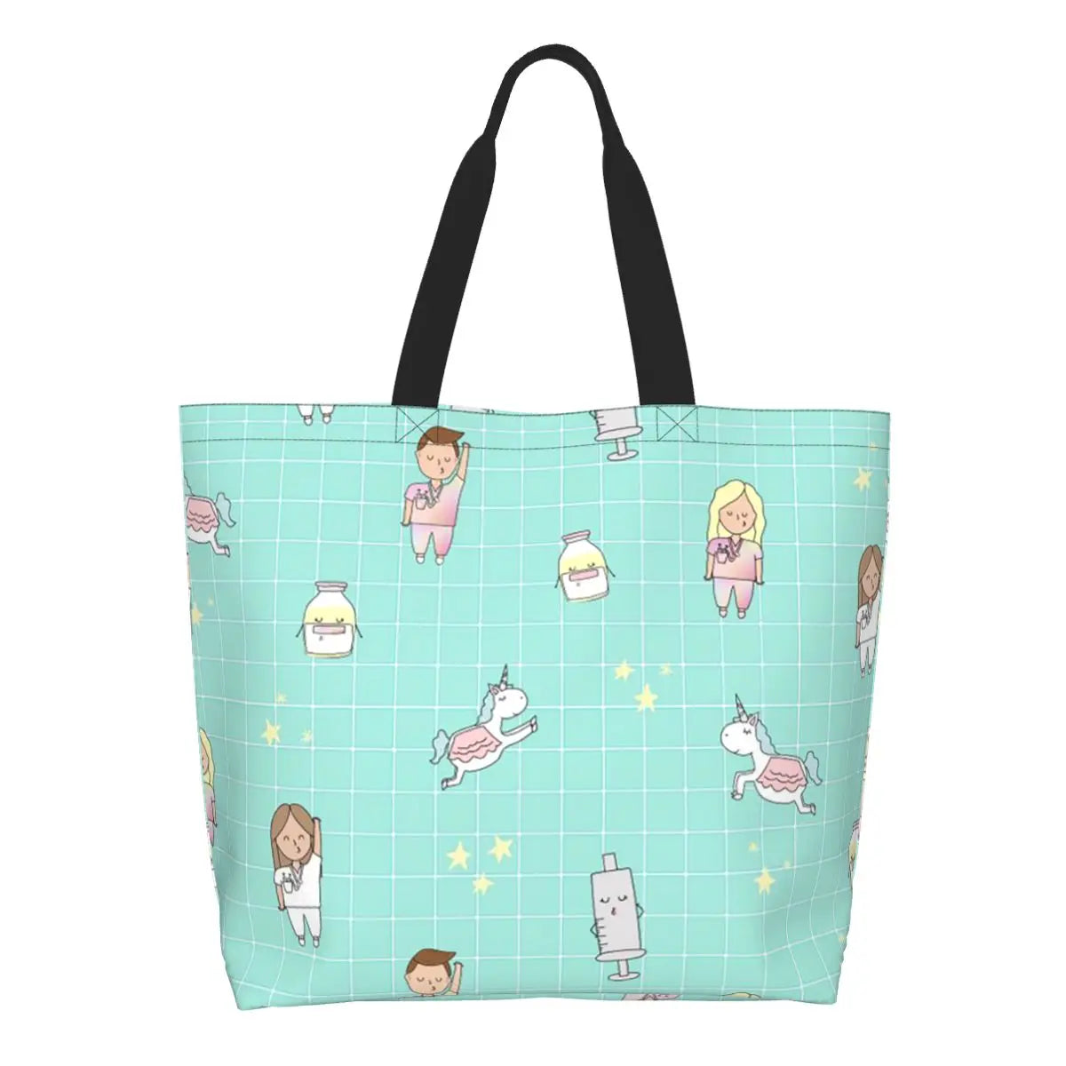 Custom Reusable Funny Nurse Shopping Bag Women Shoulder Canvas Tote Bag Portable Nursing Grocery Shopper Bags 14 50x40x15 cm