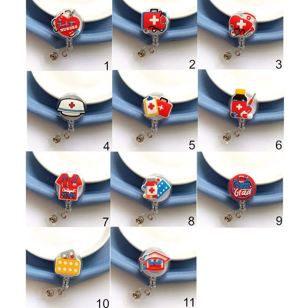ID Card Holder Nurse Badge Reel Name Tag Chest Card Retractable Badge Holder Exhibition Card Work Card Easy Pull Buckle - Healthcare Vibes