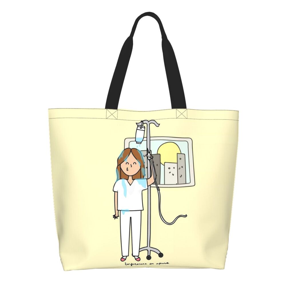 Custom Reusable Funny Nurse Shopping Bag Women Shoulder Canvas Tote Bag Portable Nursing Grocery Shopper Bags