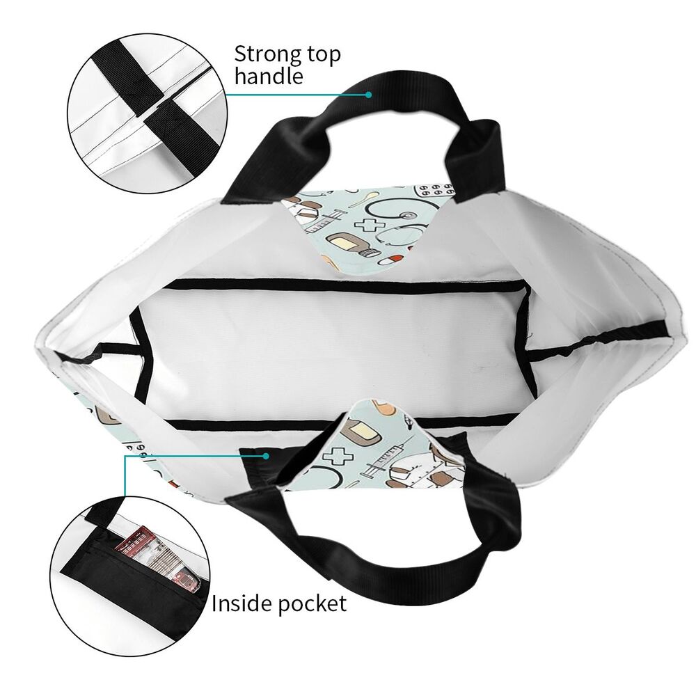 Custom Reusable Funny Nurse Shopping Bag Women Shoulder Canvas Tote Bag Portable Nursing Grocery Shopper Bags