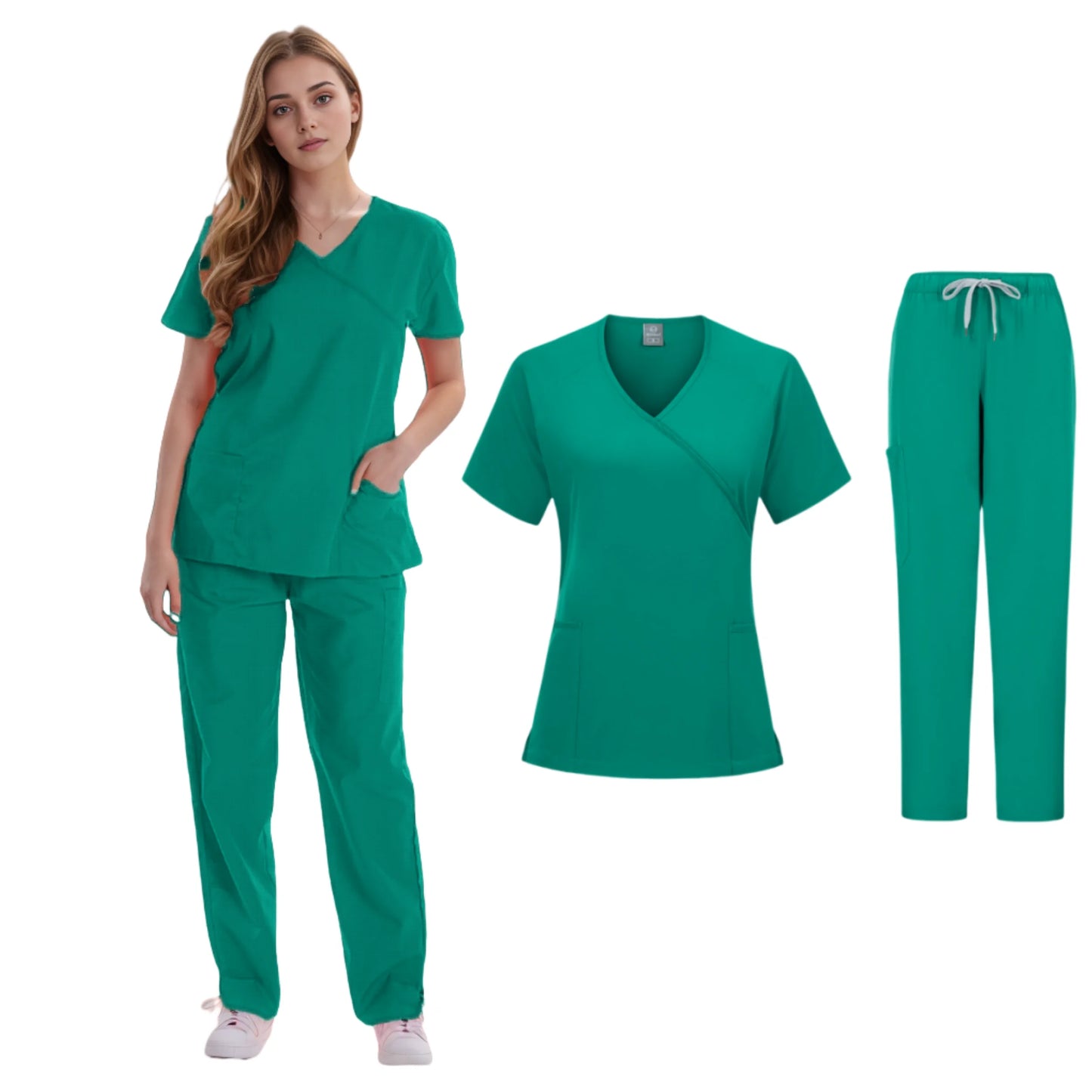 Women's Clinical Joggers Scrub Suit Medical Uniform Sets Green