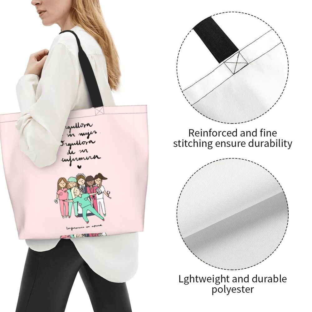 Custom Reusable Funny Nurse Shopping Bag Women Shoulder Canvas Tote Bag Portable Nursing Grocery Shopper Bags