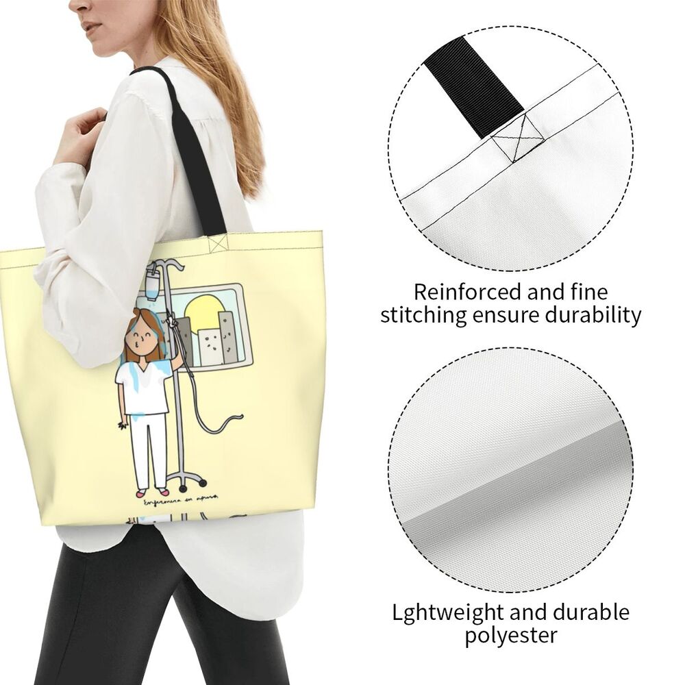 Custom Reusable Funny Nurse Shopping Bag Women Shoulder Canvas Tote Bag Portable Nursing Grocery Shopper Bags