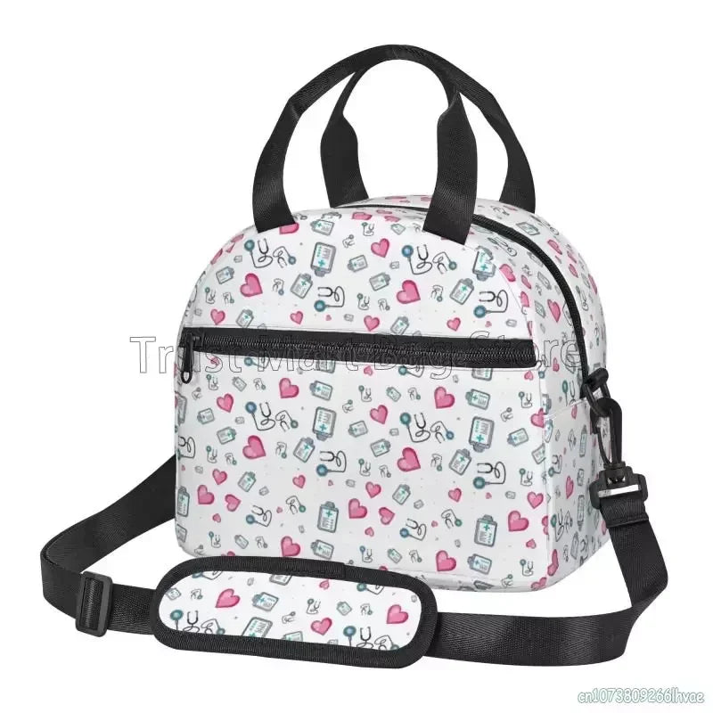 Doctors Nurse Insulated Lunch Bag Women Thermal Lunch Box Portable Tote Cooler Handbag Bento Pouch Container with Shoulder Strap 4