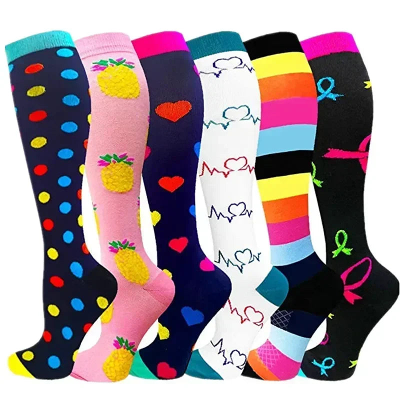 6 Pairs Compression Socks for Men & Women – Ideal for Running, Soccer, Leggings, and Nurses – Pressure Support T-MIX006-39