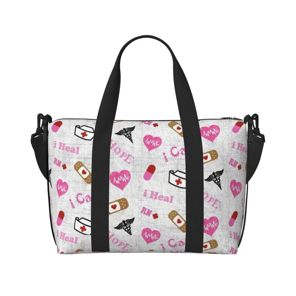 Custom Proud To Be A Nurse Grocery Shopping Tote Bag Women Big Capacity Health Care Nursing Gym Beach Travel Bags
