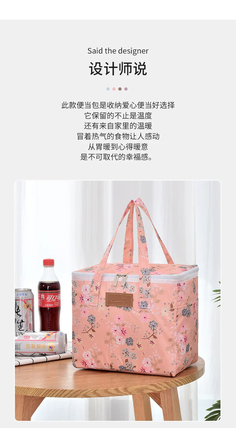 Portable Lunch Bag New Thermal Insulated Lunch Box Tote Cooler Functional Handbag Student Bento Pouch School Food Storage Bags