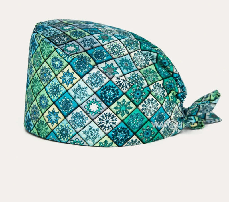 Check out these the Flower-Printed OR Caps! You know, because nothing says 'I'm a professional' like wearing a cap that looks like a garden party exploded on your head - Healthcare Vibes