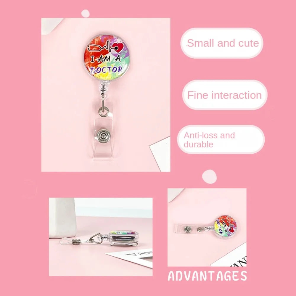 Easy To Pull Buckle Nurse Retractable Badge Reel ID Card Accessories Fashion Nurse ID Card Clips Simplicity Cute