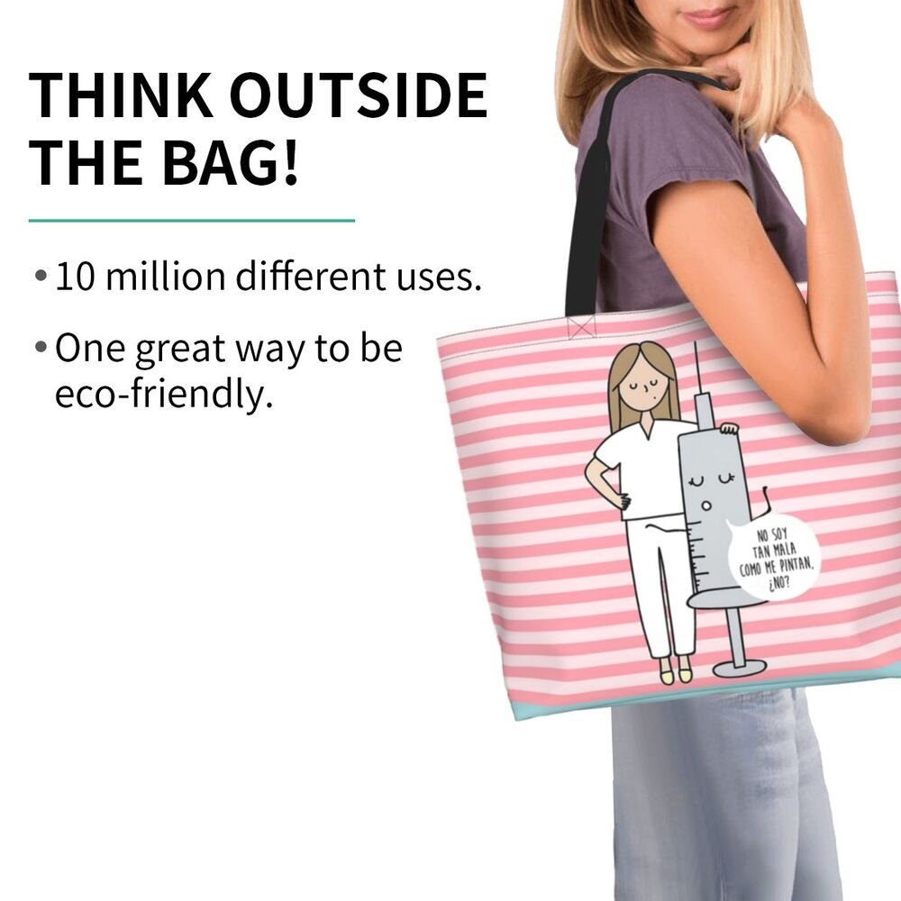 Custom Reusable Funny Nurse Shopping Bag Women Shoulder Canvas Tote Bag Portable Nursing Grocery Shopper Bags