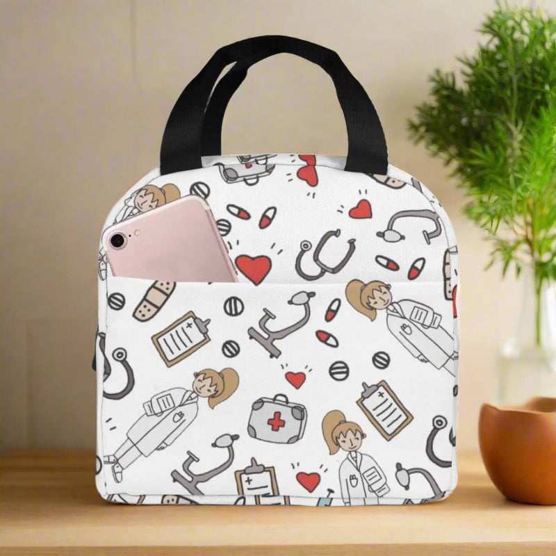 Portable Lunch Bag with Cartoon Nurse Design | Thermal Insulated Tote Cooler for Bento, School, and Food Storage 3